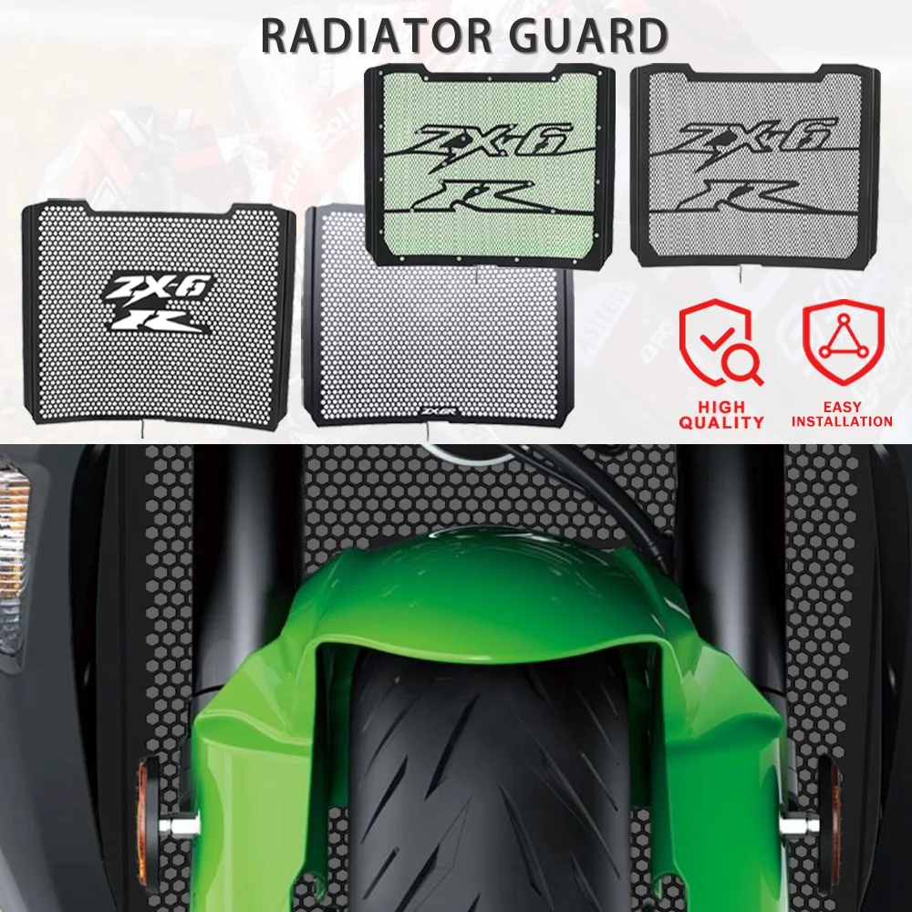 

2024 2025 Motorcycles Aluminium Radiator Grille Guard Cover FOR KAWASAKI ZX6R Ninja ZX-6R ZX636 / KTR ZX6R Performance 2009-2025