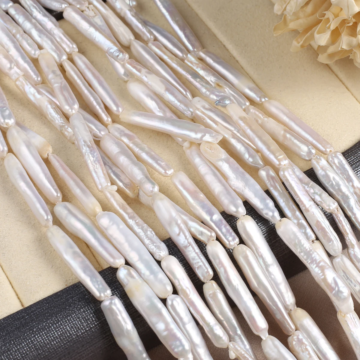 

Natural Pearl Silver Bar Beads Exquisite Shape Elegant Appearance for DIY Jewelry Making Handmade Bracelet Necklace Length 36cm