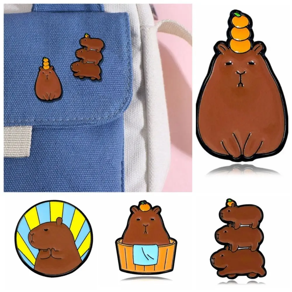 Jeans Animal Capybara Pin emoticono paquete Metal Pin de dibujos animados broche galvanoplastia pintura para hornear insignia de aleación estudiante