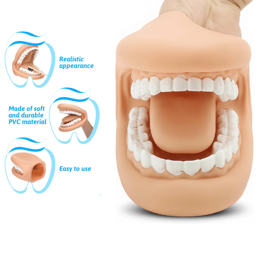 

Dental Mouth Hand Puppet 28 Teeth Silicone Soft With Tongue Demonstration Model Dentist Learning Resource Tool Educational