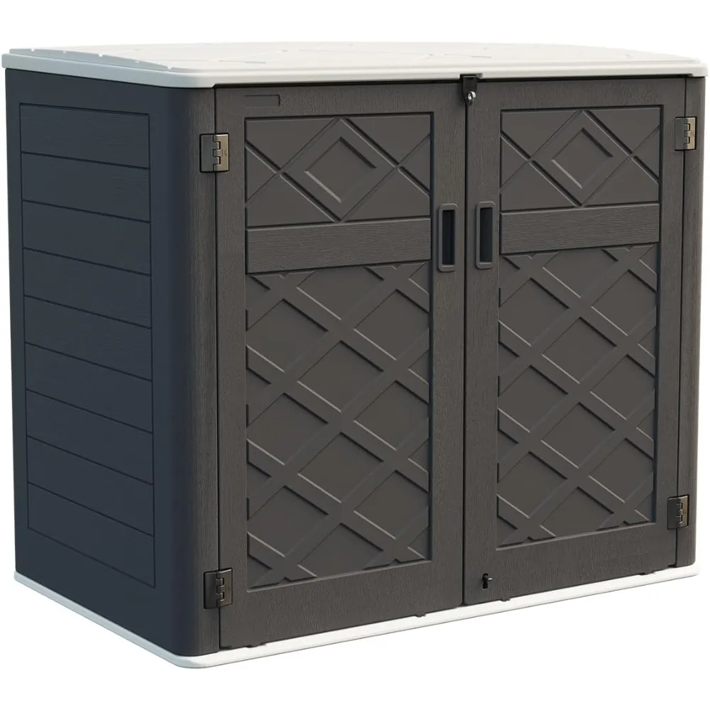 

Large outdoor storage shed with weather resistance, resin shed for backyard, 48 cubic feet trash can tool shed