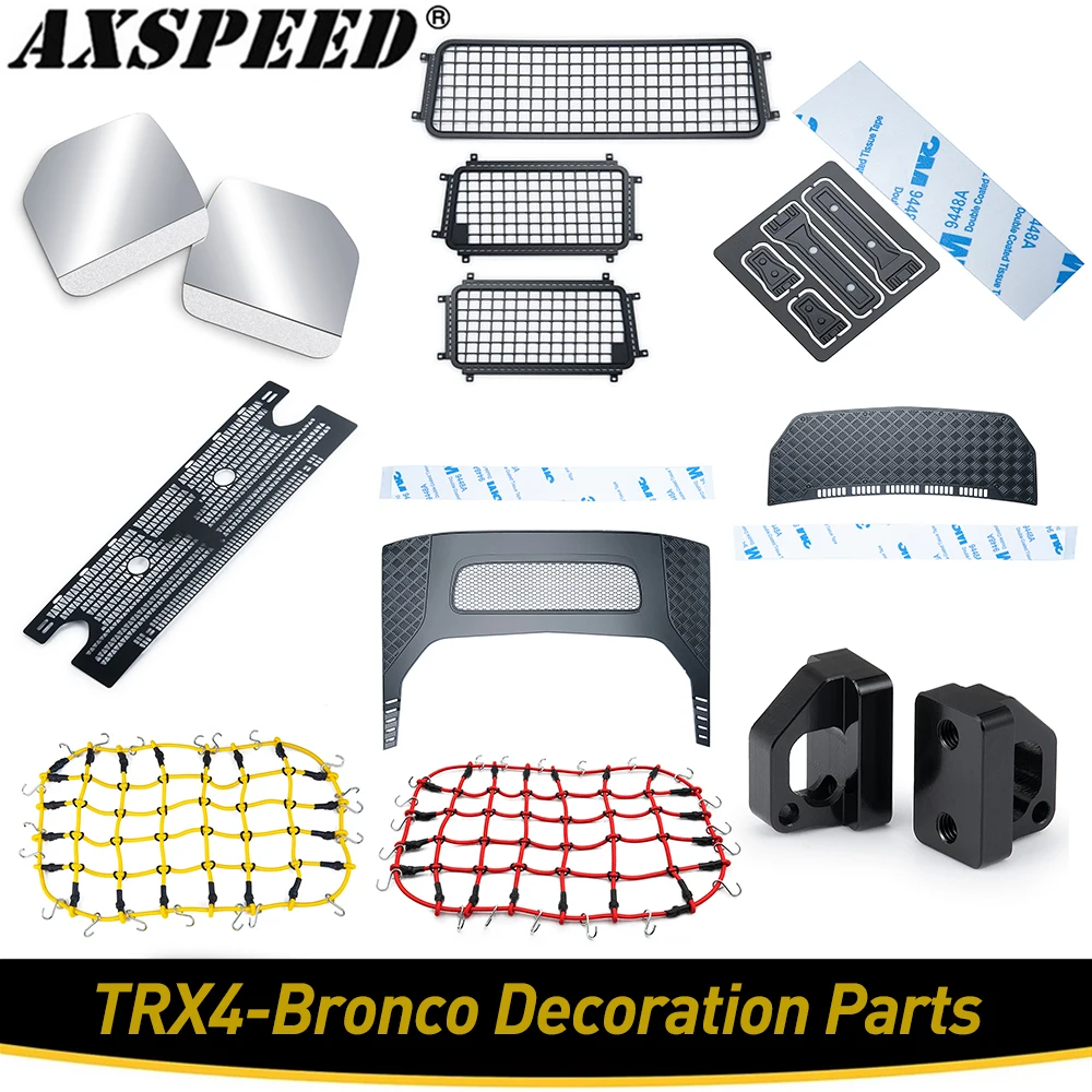 

AXSPEED Window Mesh Engine Cover Sheet Luggage Net Air Intake Grille for TRX4 Bronco 1/10 RC Car Simulated Decoration Parts