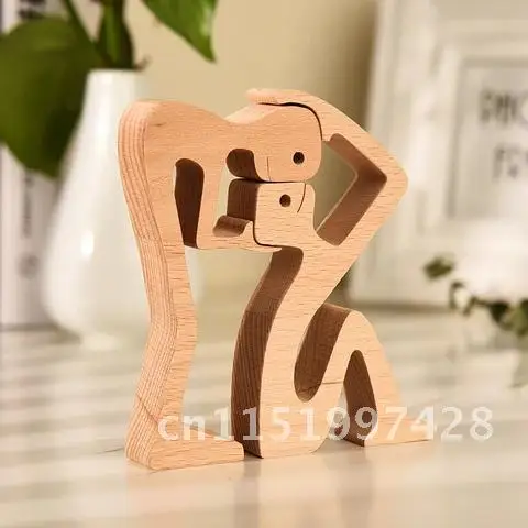 Wooden Statue Handmade by Two Men from Beech Wood with Excellent Craftsmanship for Special ECO Gift for Wife, Husband, Family,