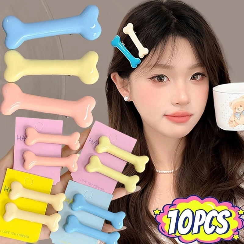 

1/10pcs Cartoon White Hair Clip Bobby Pin Girl Fashion Dog Bones Decoration Small Hairpins Barrettes Y2K Accessories Wholesale
