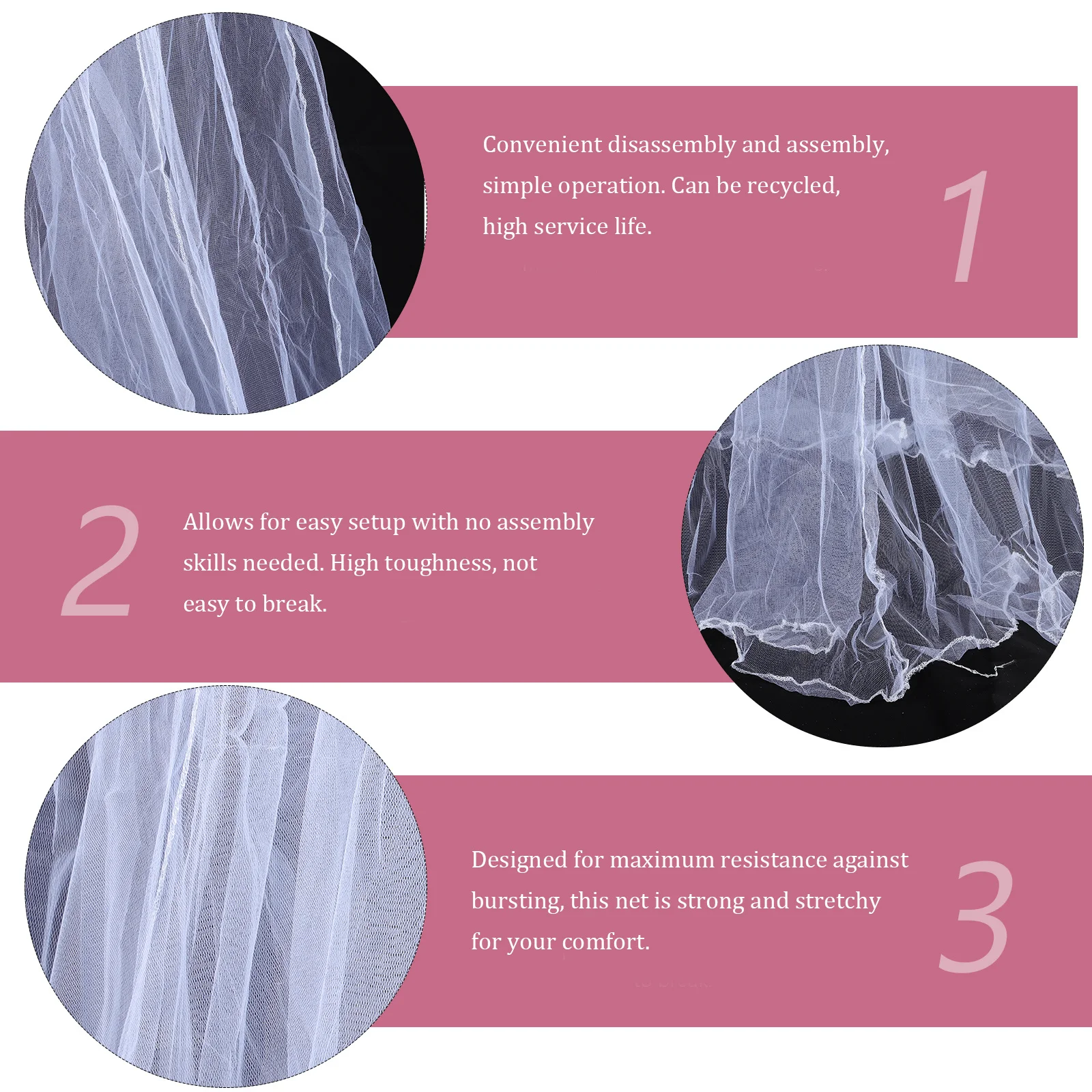 

Round Mosquito 900X250X60Cm Polyester Canopy For Kids Easy Assembly Recyclable Strong Mesh Net Bed Netting