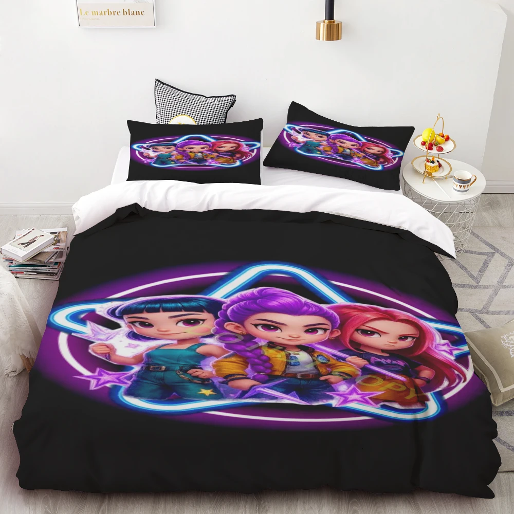 K-POP Duvet Cover Set Saja Boys Cartoon Bedding Set Quilt Cover Full Twin King Size Bedroom Home Decor Gifts - Detail 1