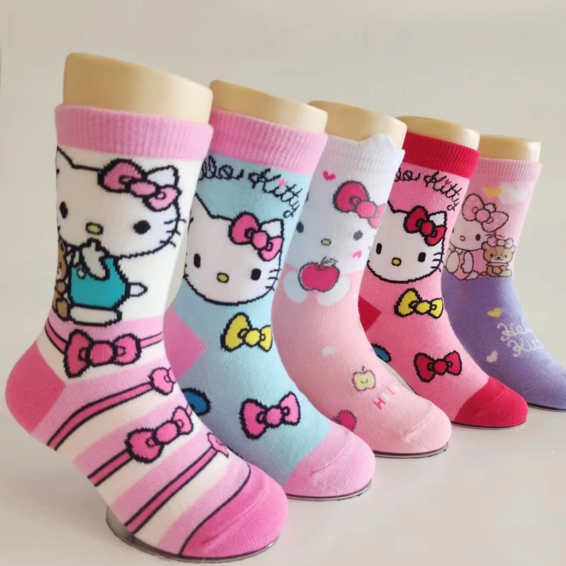 Cartoon Hello Kitty Colorful Long Socks Sanrio Cute Kuromi Cotton Outdoors Men and Women Sports Sock Wearable in All Seasons