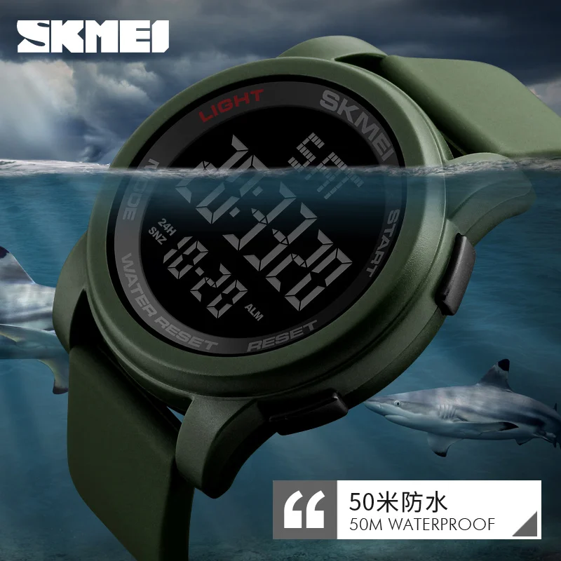 SKMEI متعددة الوظائف الضوء الخلفي عرض العد التنازلي الساعات الرياضية للرجال النساء إنذار 5Bar مقاوم للماء ساعة اليد الإلكترونية الرقمية