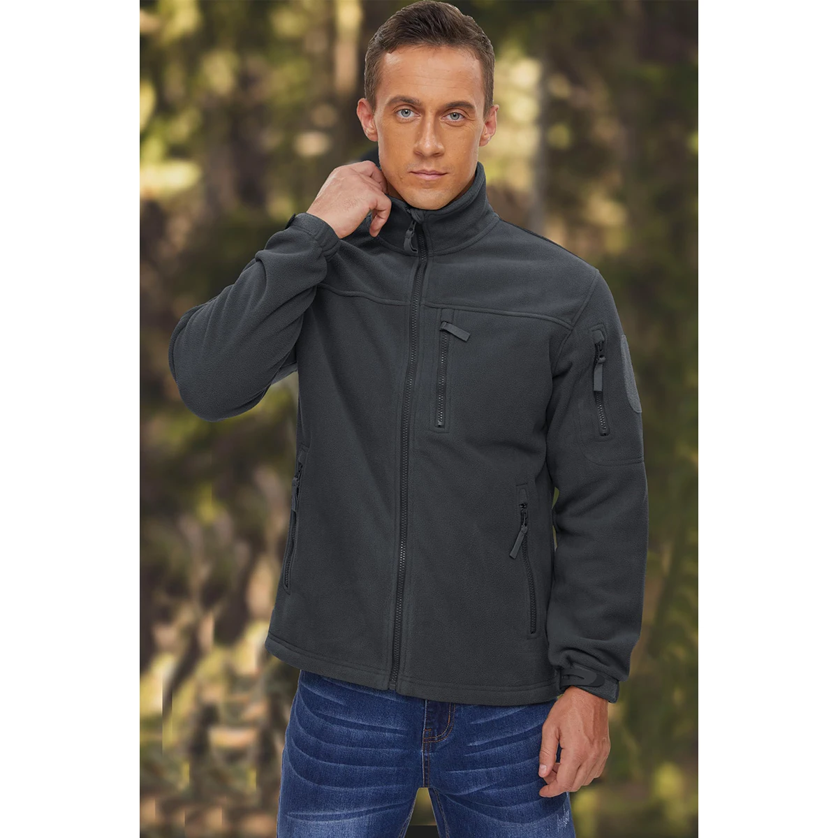 TACVASEN Men's Fleece Jacket Soft Warmth Windproof Full Zip Up Coat Multiple Zipper Pockets Hiking Working Outdoors Windbreaker 38 Saaf17a8414ec499b9b726ad6d2290764W