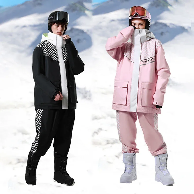 Winter Hooded Jacket Pants Women Snow Suit Outdoor Mountain Man Ski Set Windproof Sport Alpine Male Tracksuit Snowmobile Clothes