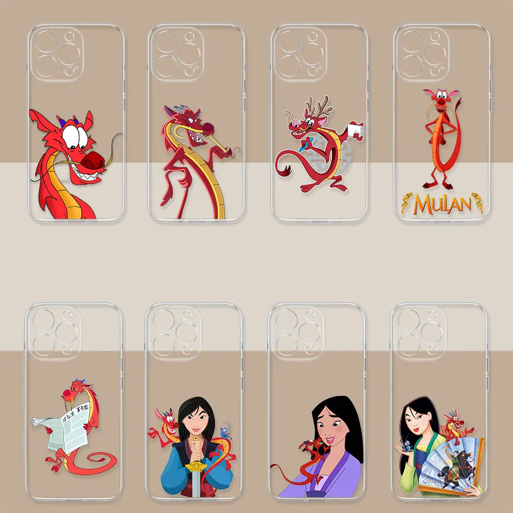 Custodia per telefono Disney Mulan Mushu Dragon per Samsung Galaxy S24Ultra S20 S21 S22 S23 Fe S10 Plus nota 20 24 Cover Ultra trasparente