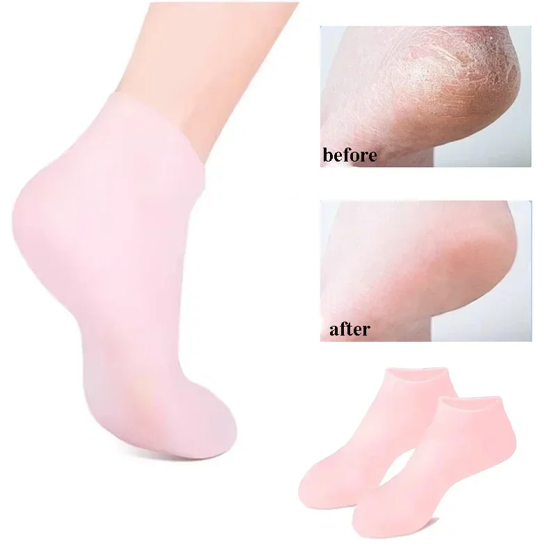 1Pairs Silicone Moisturizing Foot Mask Socks Spa Pedicure Massage Moisturizing Gel Sock for Dry Cracked Feet Foot Care Socks