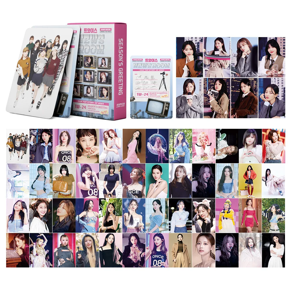 55Pcs/Set Kpop Idol HD Printd Photocards New Album News Room Lomo Cards High Quality NaYeon Momo Tzuyu Dahyun Jihyo Fans Gift