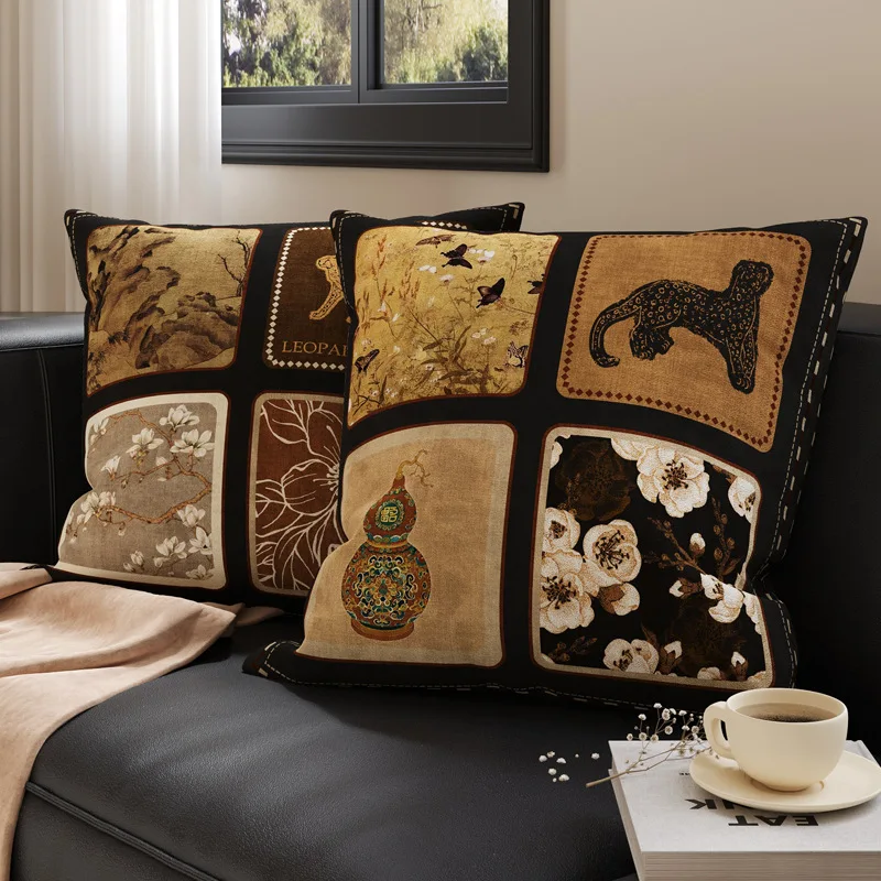 American Vintage Pillow Cover with Filling Decorative Cushion Sofa Bed Headrest Washable and Removable Cushion Case Home Decor