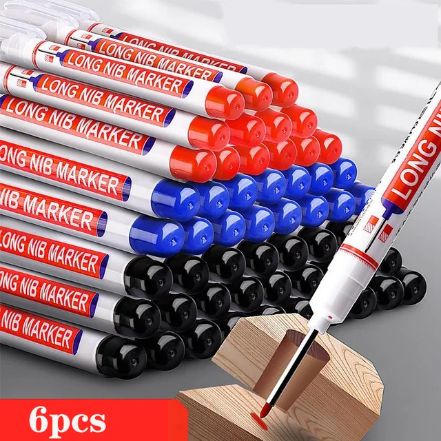 6 sztuk/zestaw 20mm głęboki otwór długa stalówka markery do metalu perforowanie pióro wodoodporna łazienka dekoracja do obróbki drewna uniwersalne