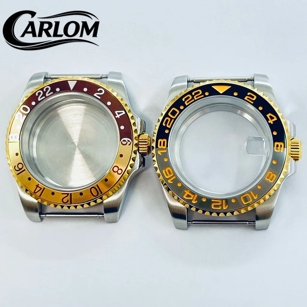 

40mm NH Silver Gold Watch Case For NH34 NH35 NH36 NH38 ETA2824 PT5000 Movement Sapphire Waterproof GMT Ceramic Aluminium Bezel