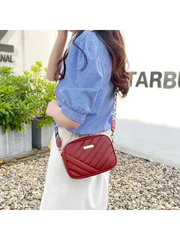High quality women's PU rolling strip camera bag shoulder bag mobile phone bag casual crossbody bag