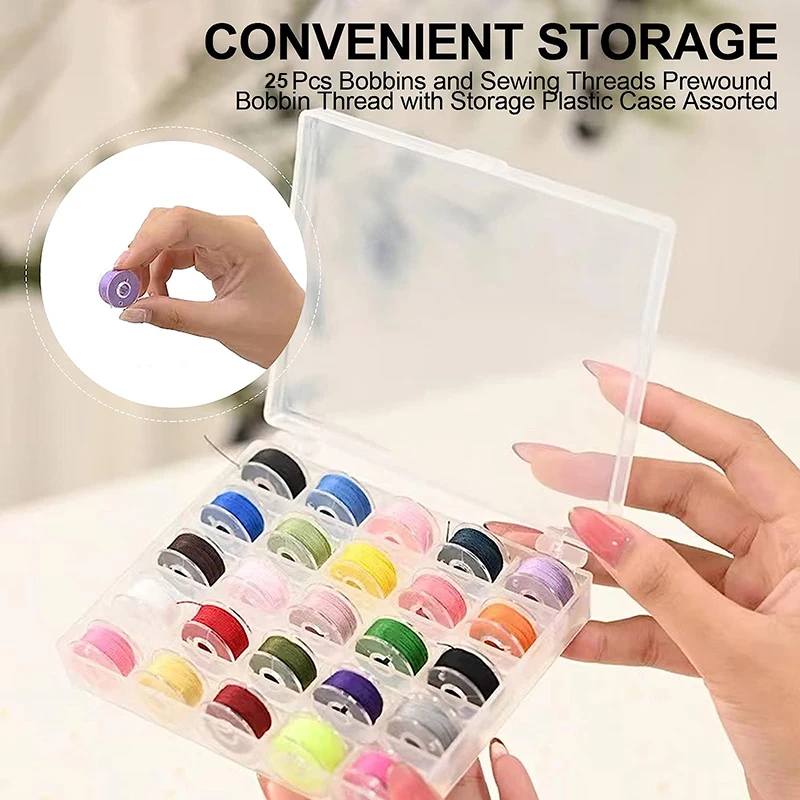 Sewing Bobbins Box Set Sewing Machine 25Pcs Bobbins Multicolor Thread Spool For Stitch Machine Spools Sewing Accessories