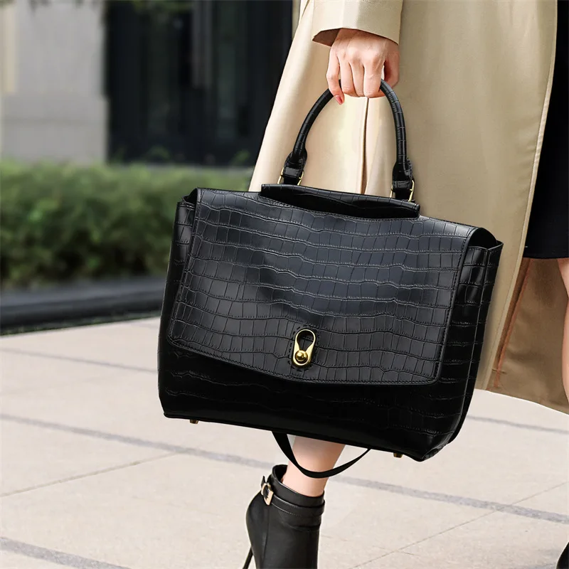 

European and American fashion stone pattern women's shoulder bag large capacity simple commuter tote bag