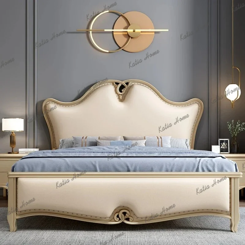 Best Sellers House Headboard Frame Double Bed European Pretty Hotel King Size Double Bed Princess Modern Cama De Casal Furniture