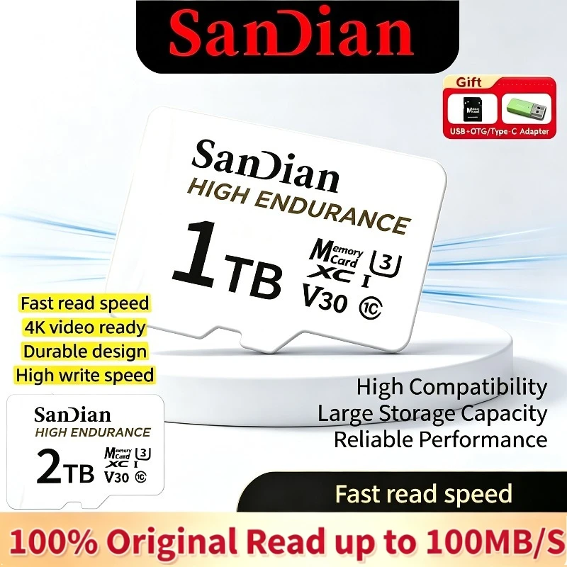High Endurance 128GB 256GB 512GB Micro TF SD Card V30 U3 C10 Protable For Dash Camera Car Recorder Security Camera