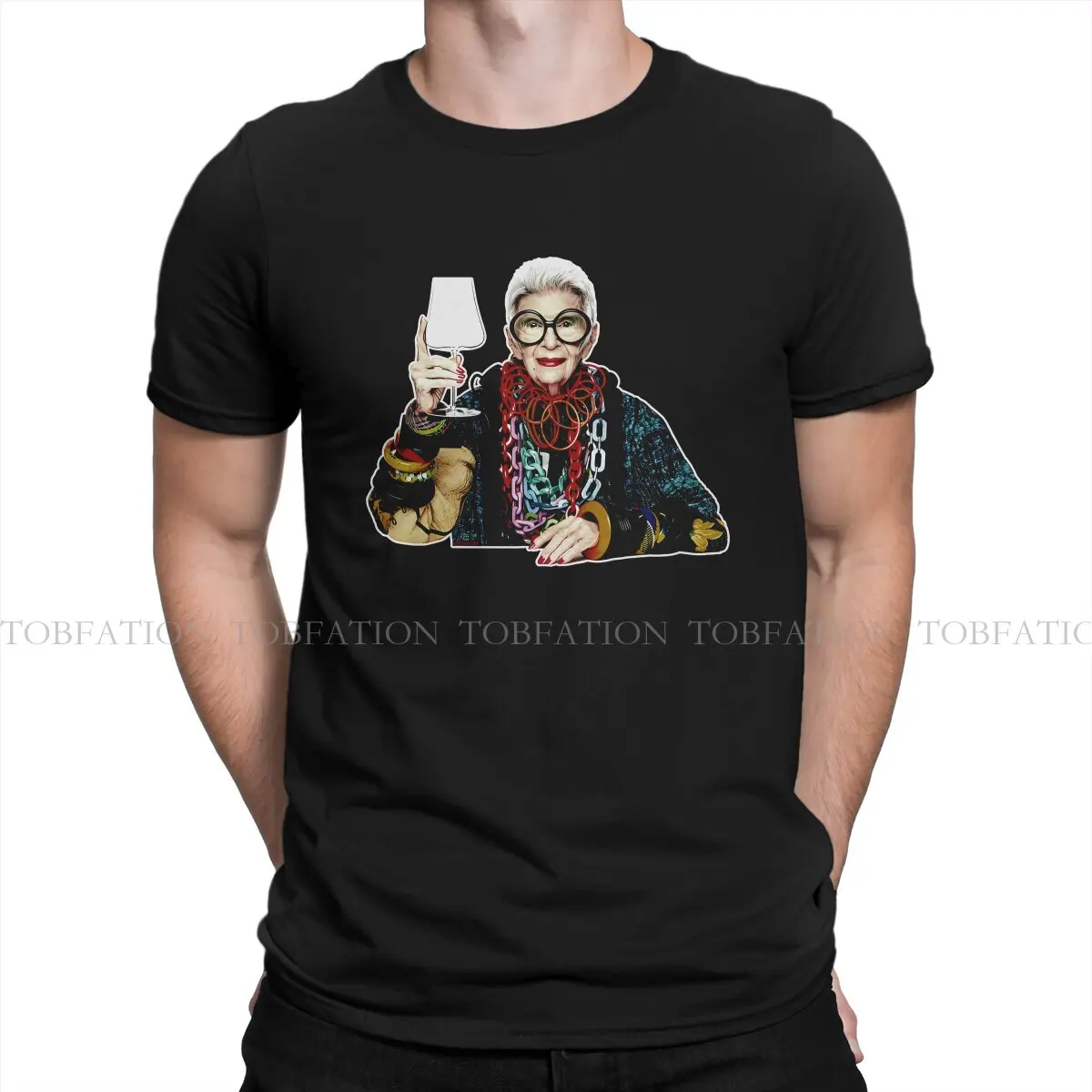 Funny Cartoon Man's TShirt Iris Apfel Crewneck Short Sleeve 100% Cotton T Shirt Funny Top Quality Gift Idea