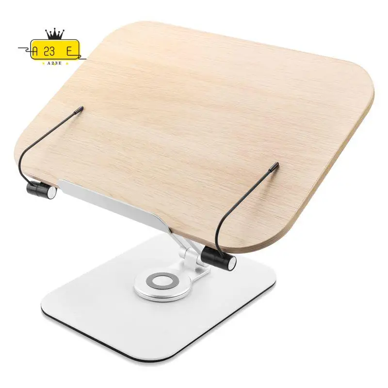 

A23E-Складной настольный держатель, регулируемый кронштейн для чтения, с 360° ° Вращающаяся основа и зажимы для страниц