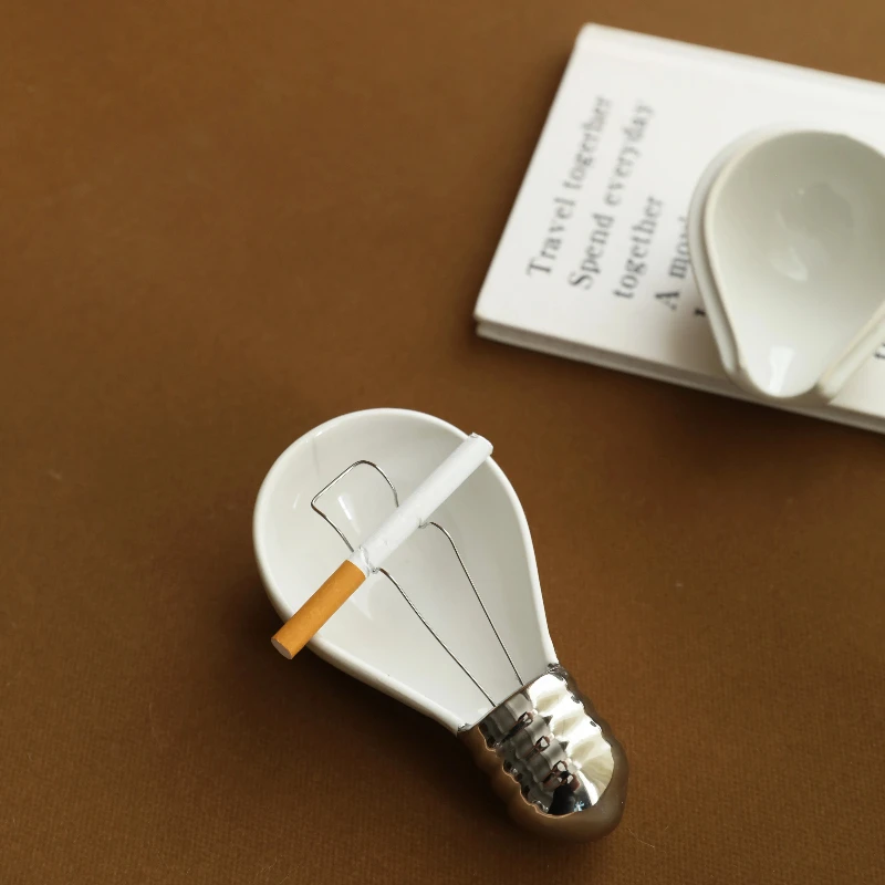 

Скандинавская креативная большая лампочка, керамическая пепельница, украшение с крышкой, гостиная, спальня, офис, украшение для рабочего стола, ремесла, подарок