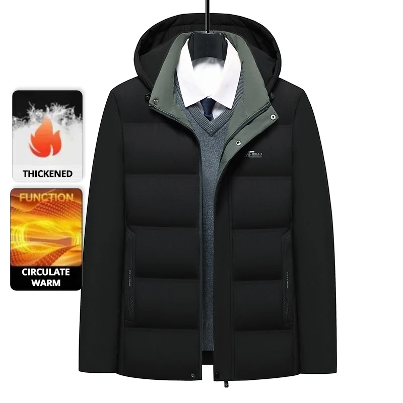 

Top Grade Thicken Fashion Outerwear Winter Warm Designer Hooded Business Parka Coat Mens Newest Jacket Windbreaker