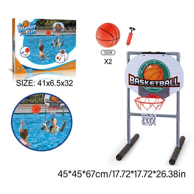 Swimming Pool Basketballs Hoop Pool Football, Outdoor Basketballs Hoop Football Net For Poolsides With Ball And Pump Set