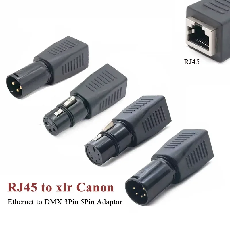 RJ45 to XLR 3 5Pin Conversion Connector Network Ethernet to DMX Adaptor RJ45 Male Female Audio DMX with Variable Plug Converter