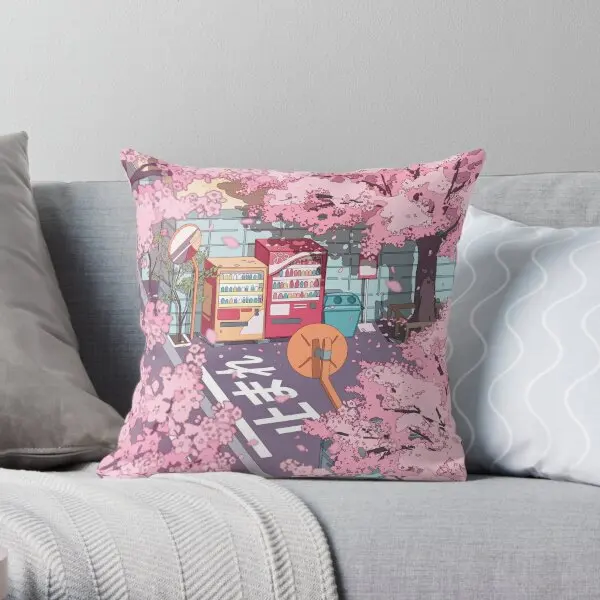 A Beautiful Aesthetic Tokyo Street And T  Printing Throw Pillow Cover Hotel Bed Wedding Decorative Pillows not include One Side