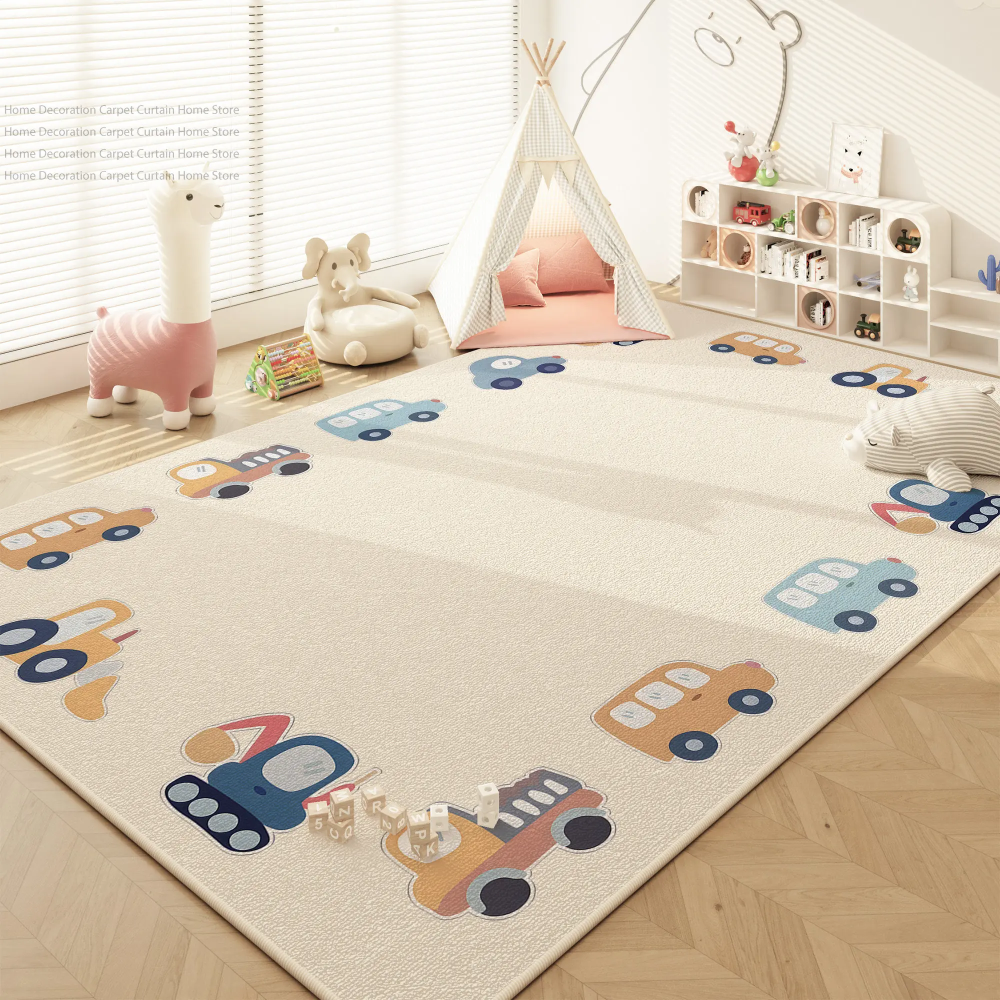 Nordic Colorful Cream Cartoon Soft Plush Carpet Kids Bedroom Large Area Rug Non-slip Washable Baby Play Game Crawling Floor Mats view 4