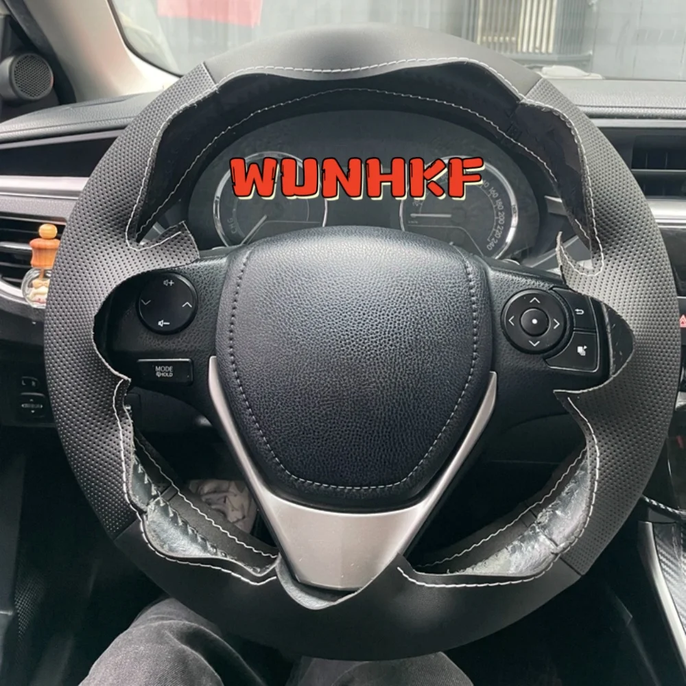 Hand Stitched Perforated Microfiber Leather Car Steering Wheel Cover For Toyota RAV4 2013-2018 Corolla 2014-2017 Auris 2013-2016