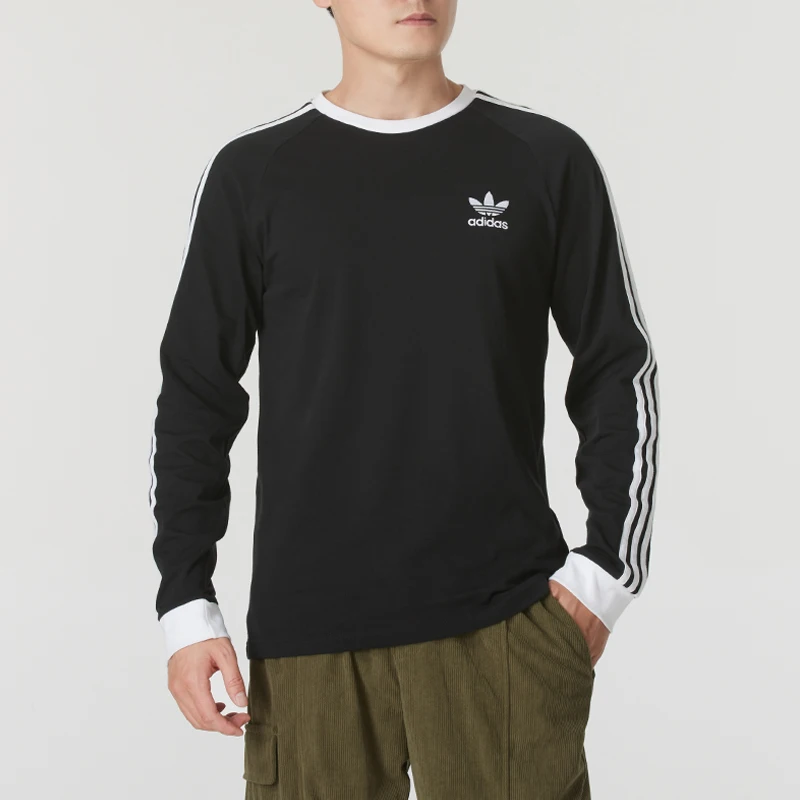 أديداس أوريجينالز للجنسين تي شيرت ملابس رياضية بسيطة وأنيقة قطن قابلة للتنفس بأكمام طويلة رداء علوي غير رسمي Ia4877