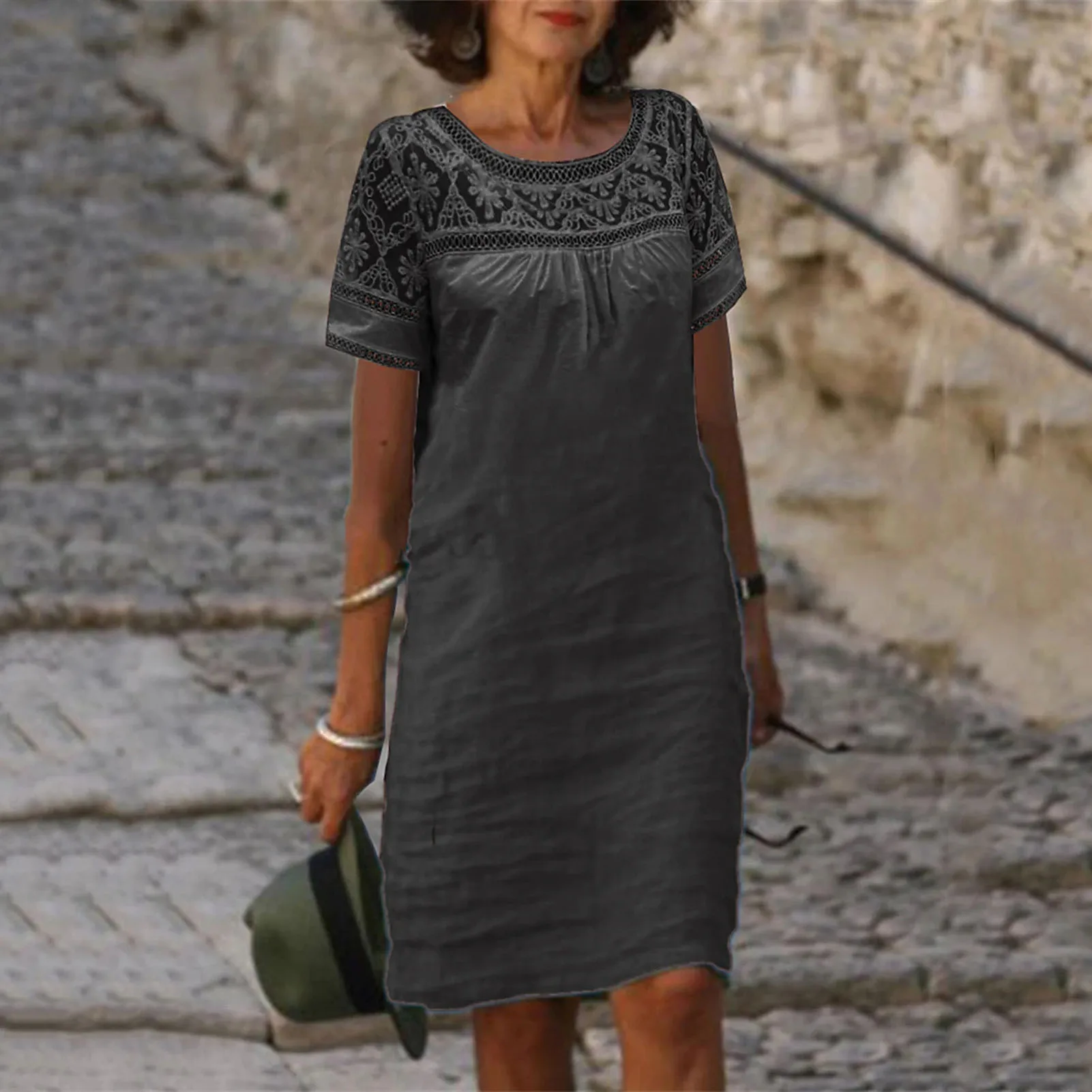 2025 feminino solto suumer vintage rendas retalhos vestido primavera grande sexy verão boho casual festa vestidos elegantes