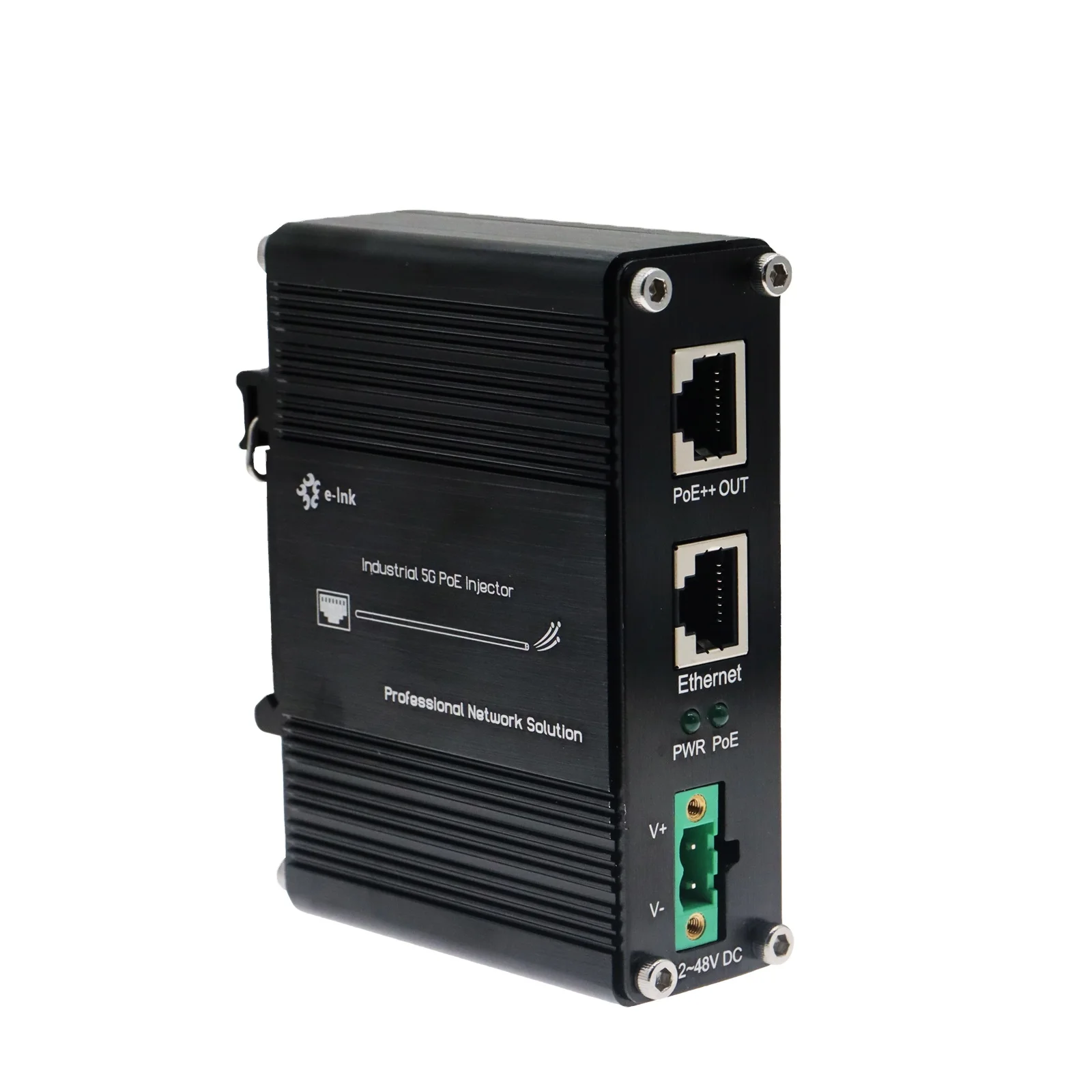 محول حاقن صناعي 5G 95W 802.3bt PoE++ (12 ~ 48VDC).
