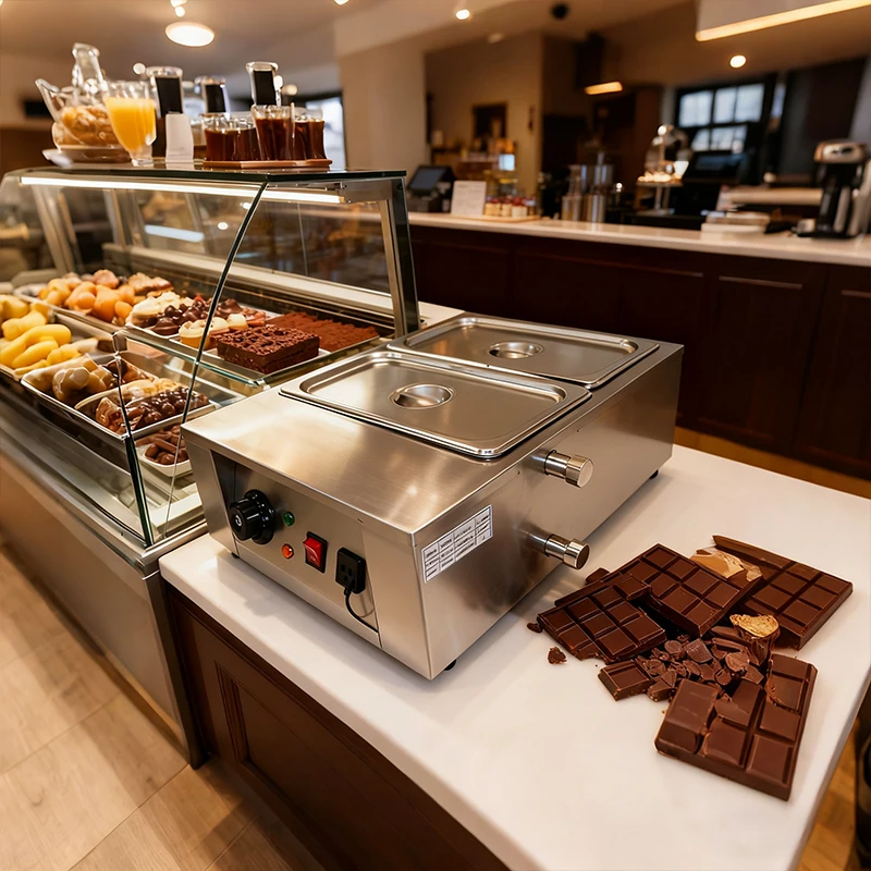 New Stainless Steel 1-6 Cylinder Electric Chocolate Melting Machine with Pot Heater Food Warmer & Snack Food Processor