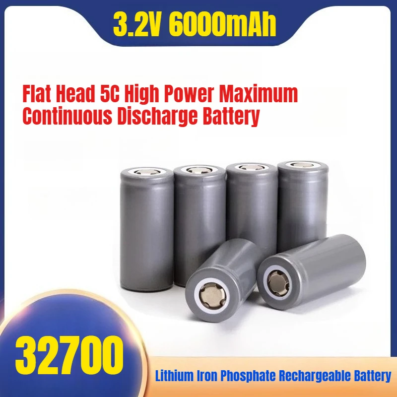 

32700 Lithium Iron Phosphate Rechargeable Battery 3.2V 6000mAh Flat Head 5C High Power Maximum Continuous Discharge Battery
