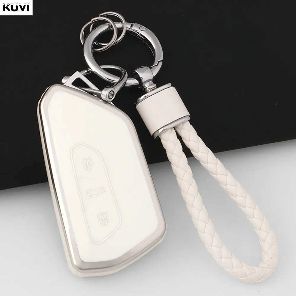 جديد حافظة مفاتيح السيارة من البولي يوريثان غطاء لسيارة Volkswagen VW Golf 8 MK8 ID-4 ID-6 لسكودا اوكتافيا A8 لملحقات سيات ليون FR MK4 Cupra #4