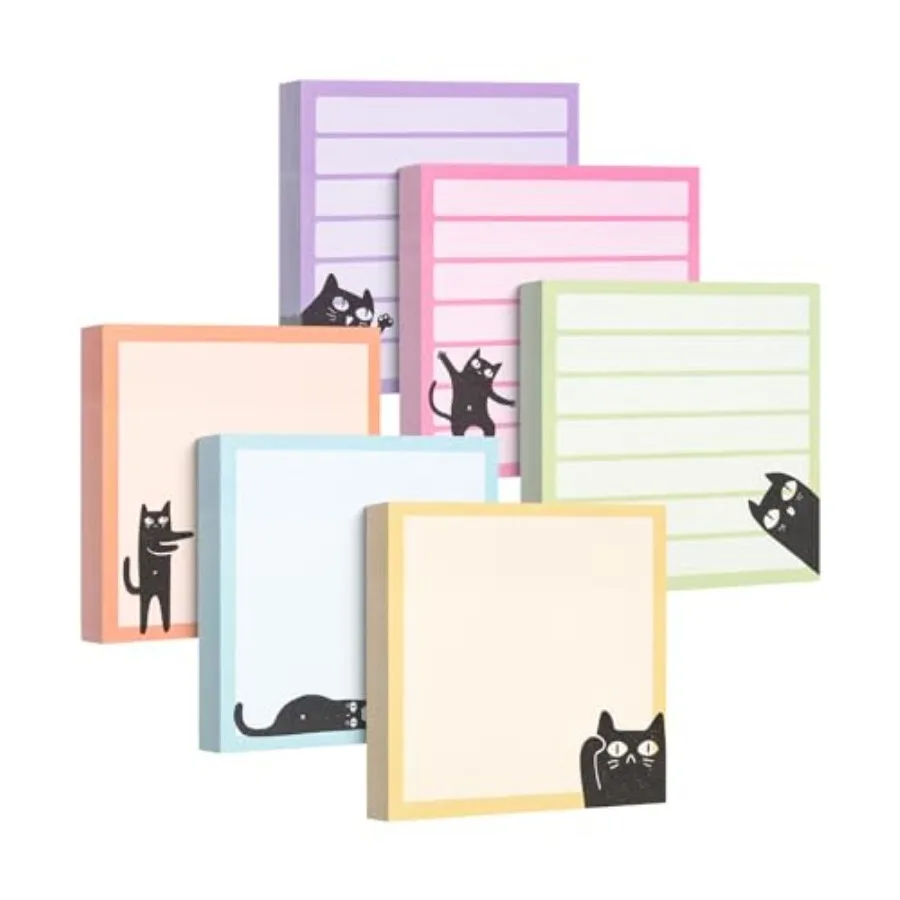 

- Black Cat Sticky Notes Set, 3" x 3", 6 Pads, 480 Sheets, Black Cat Sticky Notes, Memo Pads, Self-Stick Note Pad for Office, S
