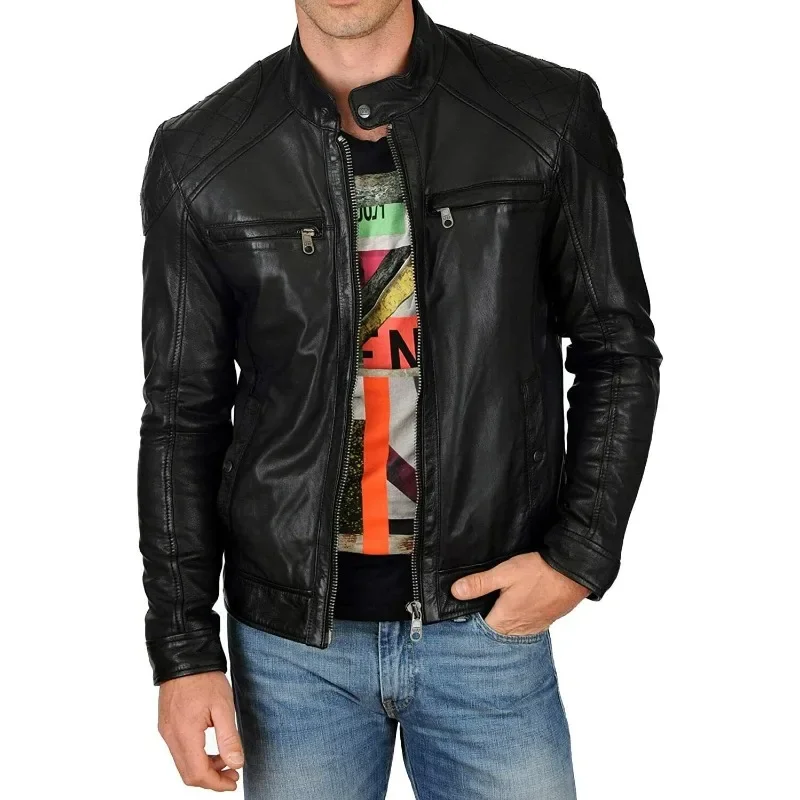 

Black Leather Jacket Soft Men's Pure Authentic Lambskin Biker Party Stylish Coat