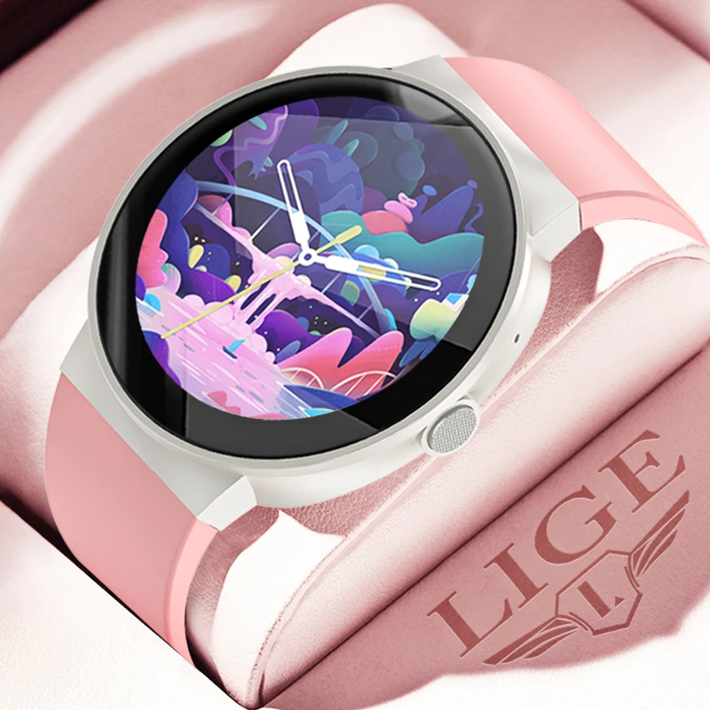 

LIGE 2024 Smart Watches Women Smartwatch for Woman Pink Wristwatch Lady Bluetooth Call Fitness Watch Girl Smart Bracelet Female