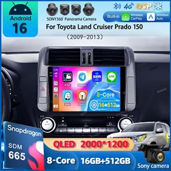 Android 16 Carplay Auto Car Radio For Toyota Land Cruiser Prado 150 2009 - 2013 Navigation GPS Multimedia Player video Stereo BT