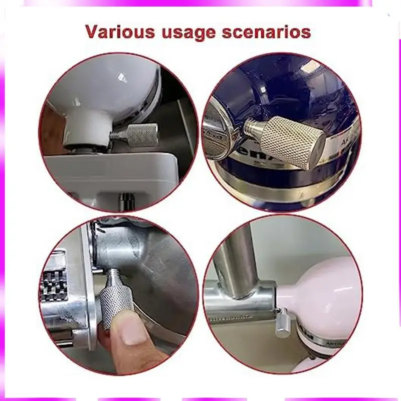 N98R 2 قطعة مسامير الإبهام ملحقة لخلاطات وعاء الميل، استبدال ملحقات المسمار بمقبض المحور الطويل الفضي