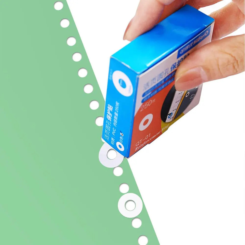 250pcs Loose-Leaf Paper Hole Protector Stickers, Self-Adhesive Repair Rings, Suitable for Hole Protection and Repair (White)