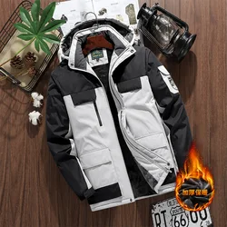 Winter New Men's Windproof and Waterproof Wool Thick Warm Jacket, Suitable for Outdoor Fishing and Hiking Hooded Jacket