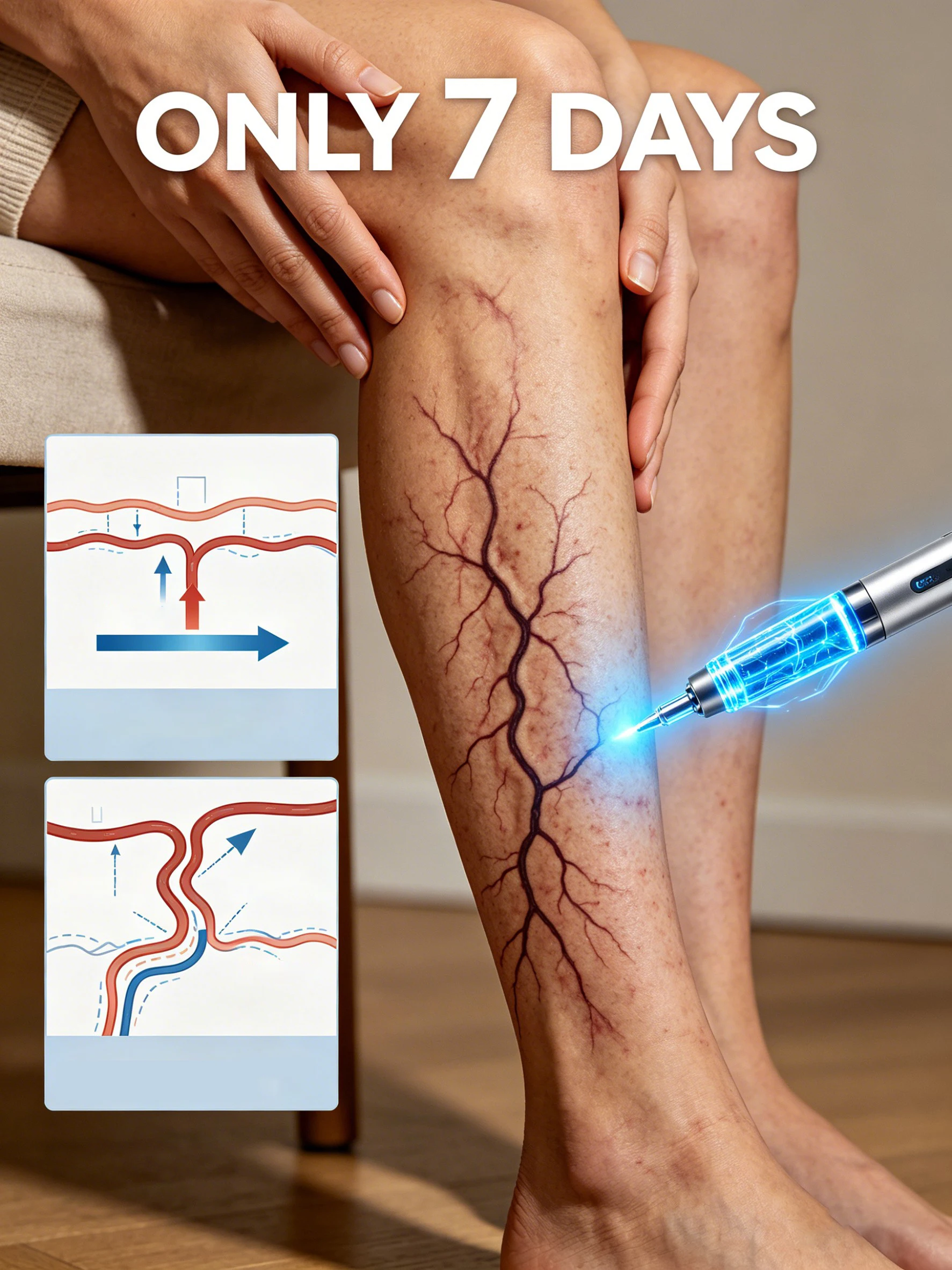 Mini blue light device for varicose veins: painless leg care