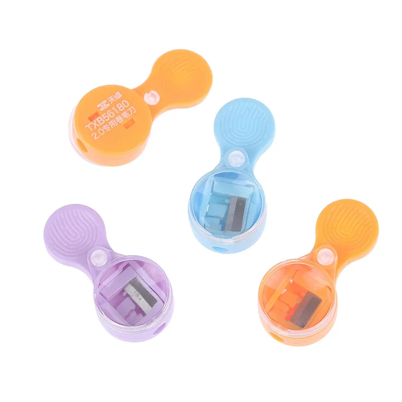 4pcs Mini 2mm Leads Sharpener Portable Sharpener with Magnifying Glass Sharpening Tool Pointer Pencil Sharpener Color Random