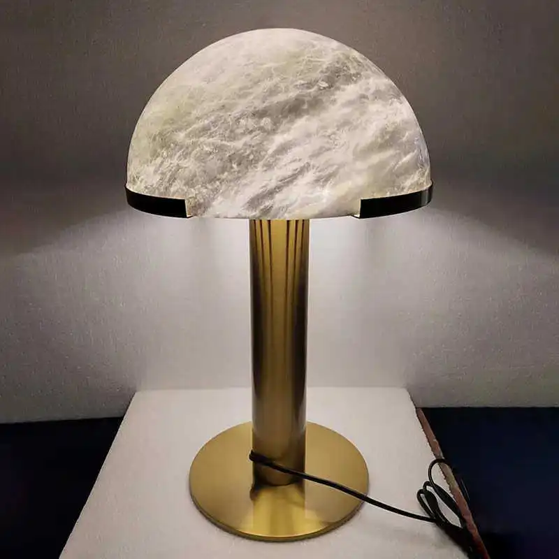 European French Light Luxury Natural Marble10Modern Simple LED Table Lamp for BedroomStudy Living Room Bedside Dimmable E26/E27
